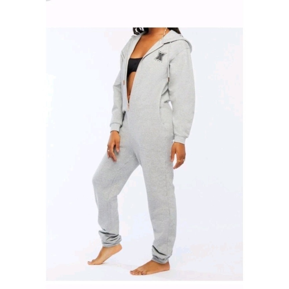 Savage Fenty ~ hooded rose gold zip lounge jumpsuit sz XL Unisex rihanna